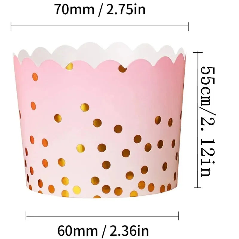 50Pcs Gold Dots Paper Baking Cups Oven-safe Muffin Cupcake Baking Mold Cup Liners Non-stick Ramekin Holders for Wedding Birthday