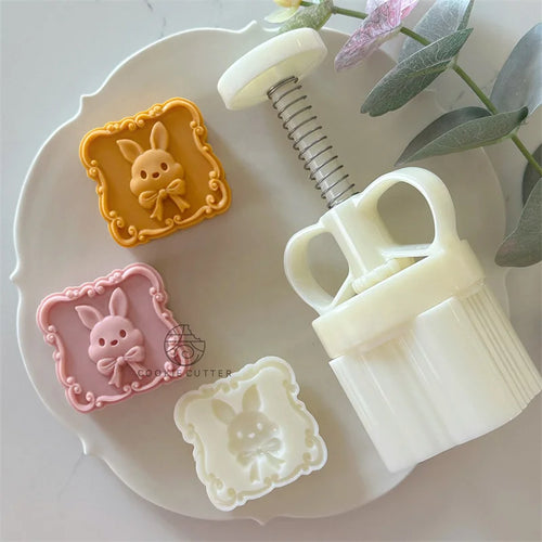 3 Styles Rabbit Leaf Pattern DIY Baking Mooncake Mold Hand Press Pastry Mold for Cake Decor Mid- Autumn Festival Bakeware Tools