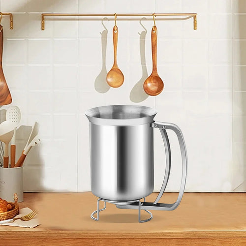 24 OZ Stainless Steel Pancake Batter Dispenser with Stand Funnel Cake Dispenser for Baking Cupcakes Muffins Crepes Waffles