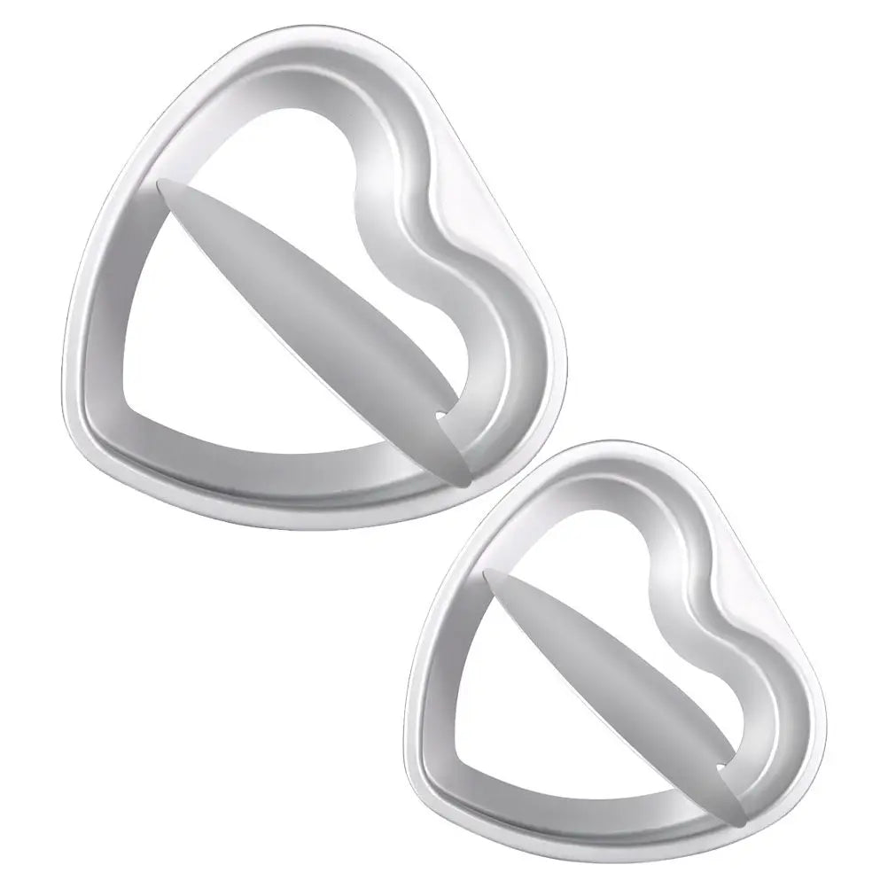 2Pcs Heart Shaped Baking Pan 6 Inch Anodized Aluminum Nonstick Removable Bottom Cake Mold for Cheesecake Dessert Oven