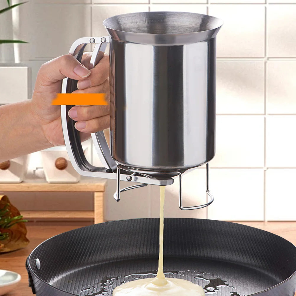 24 OZ Stainless Steel Pancake Batter Dispenser with Stand Funnel Cake Dispenser for Baking Cupcakes Muffins Crepes Waffles