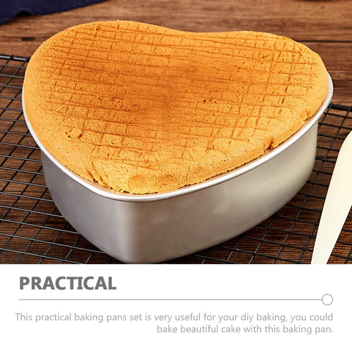 2Pcs Heart Shaped Baking Pan 6 Inch Anodized Aluminum Nonstick Removable Bottom Cake Mold for Cheesecake Dessert Oven